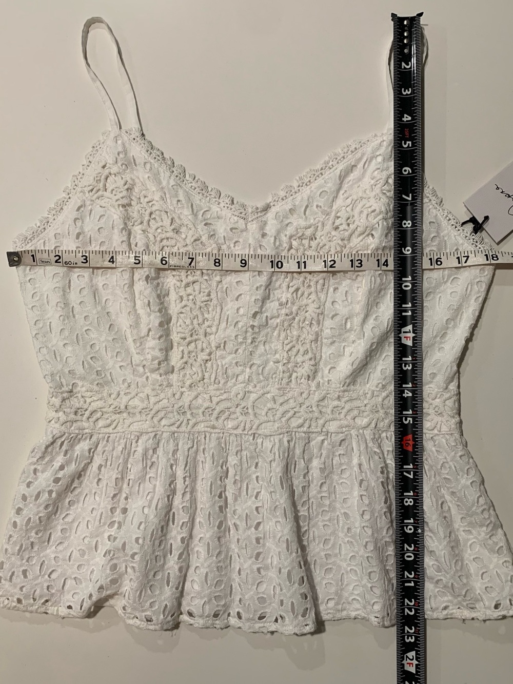 NWT Japna White Eyelet Lace Peplum Cami Top, Cottagecore, XL - Picture 9 of 11